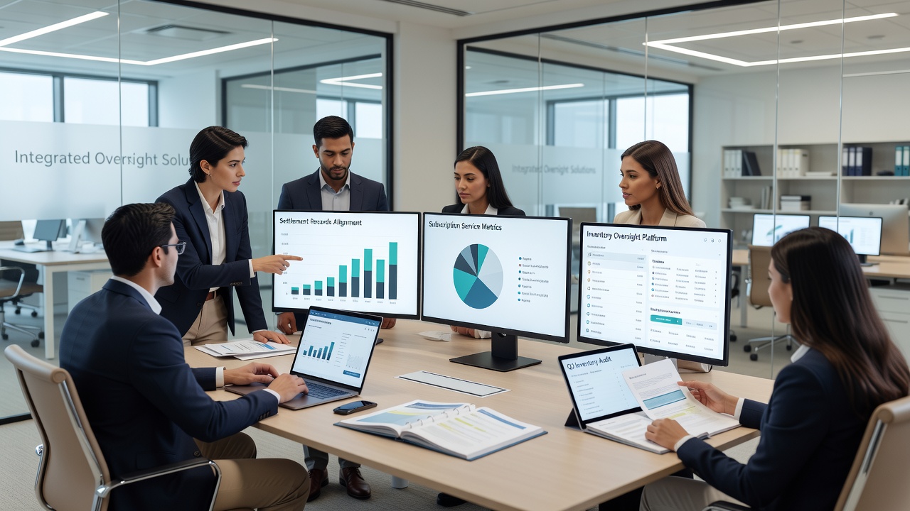 Data flow between settlement records and inventory oversight in recurring services