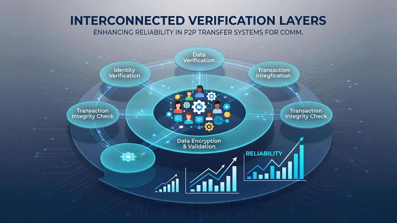 Flowchart illustrating how verification layers connect during a community group fund transfer
