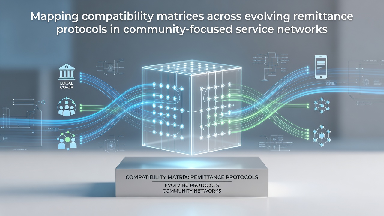Visual representation of compatibility matrices linking remittance protocols in local service networks