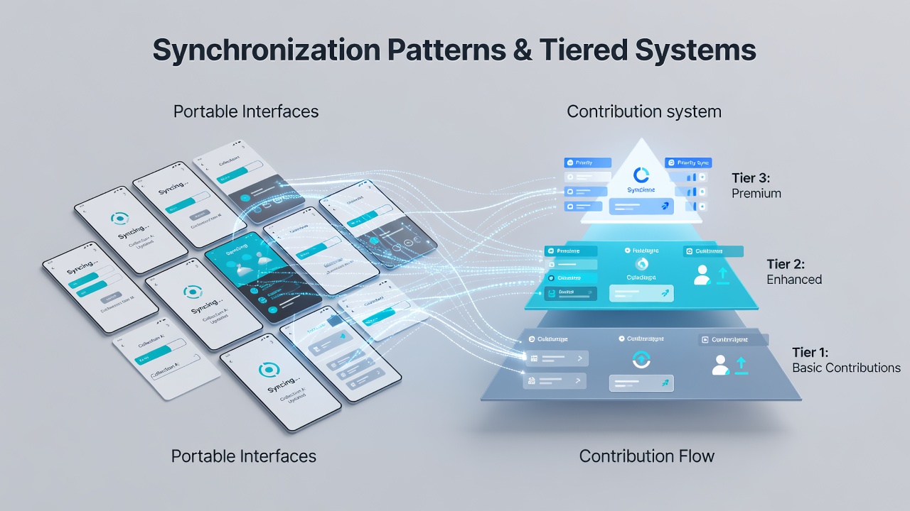 Event organizers reviewing synchronized tiered contribution dashboards on tablets
